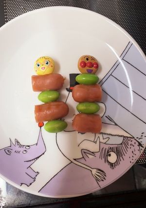 お弁当に。ポークビッツと枝豆のピック-レシピのメイン写真