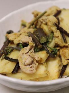 簡単♪豚もも肉タケノコ蕨の味噌カレー炒め-レシピのメイン写真