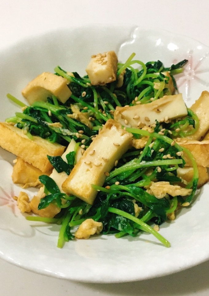 豆苗と厚揚げの炒めもの-レシピのメイン写真