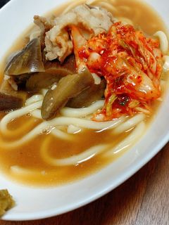 豚バラと茄子の味噌炒めうどん キムチ仕立-レシピのメイン写真