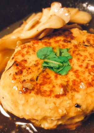ひじき入り豆腐ハンバーグ！きのこあんかけ-レシピのメイン写真