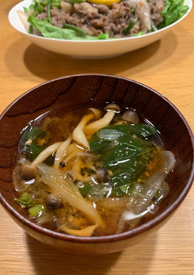 残り物でほうれん草としめじのお味噌汁♪-レシピのメイン写真