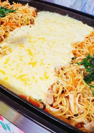 ホットプレートでチーズダッカルビ焼きそば-レシピのメイン写真
