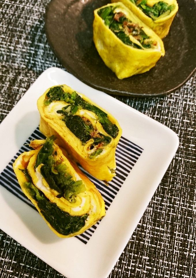 ほうれん草おひたし卵焼き-レシピのメイン写真
