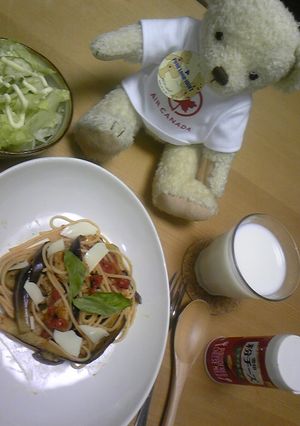 なすとトマトとバジルのパスタん♪-レシピのメイン写真