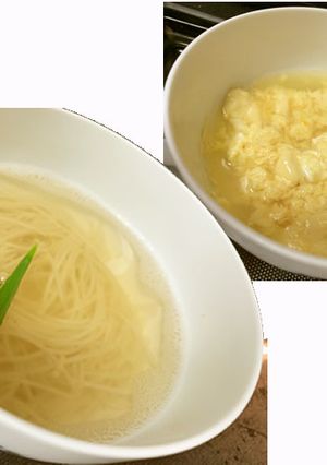 ダメ人間レシピ5分でにゅう麺とふわふわ卵-レシピのメイン写真