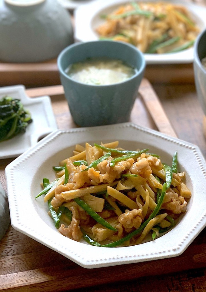 牡蠣だし醤油で作る絹さやの和風青椒肉絲-レシピのメイン写真
