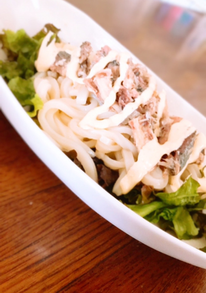柚子胡椒マヨとサバ缶で☆美味冷凍うどん-レシピのメイン写真