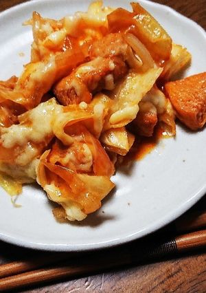 チーズタッカルビ風鶏肉とキャベツの炒め物-レシピのメイン写真