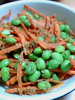 枝豆とにんじんのごまあえ-レシピのメイン写真
