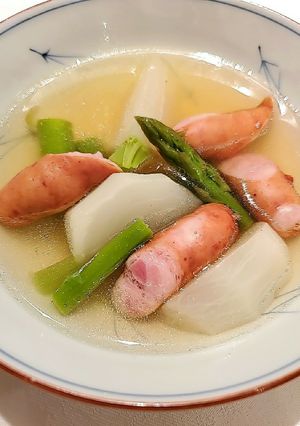 アスパラ・カブ・ソーセージのポトフ風-レシピのメイン写真