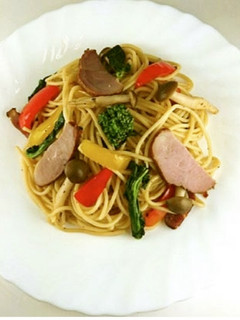 菜の花と鴨肉の和風パスタ-レシピのメイン写真