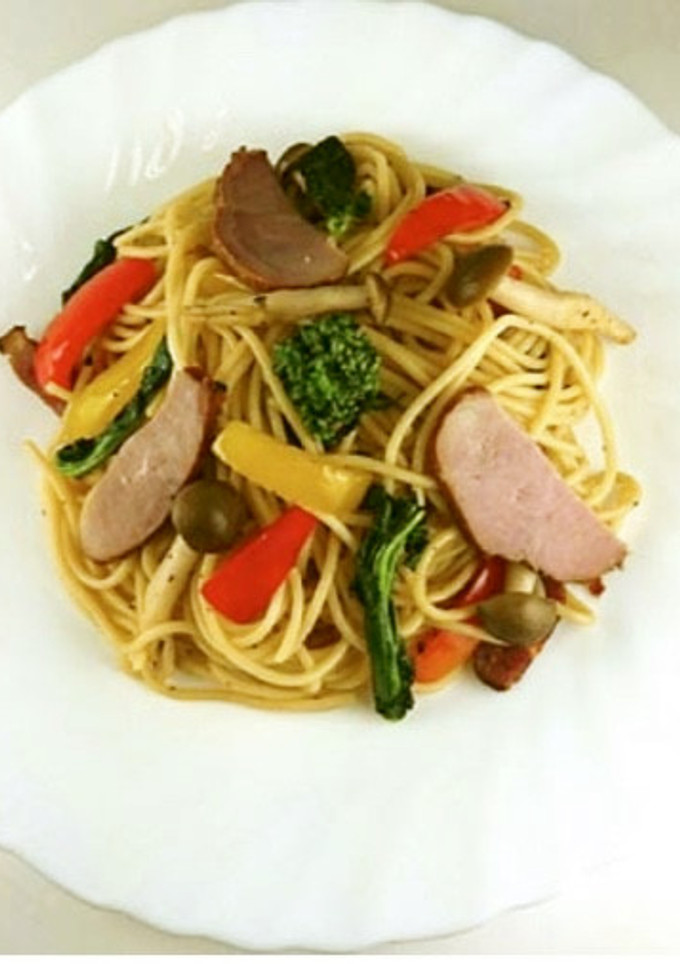 菜の花と鴨肉の和風パスタ-レシピのメイン写真