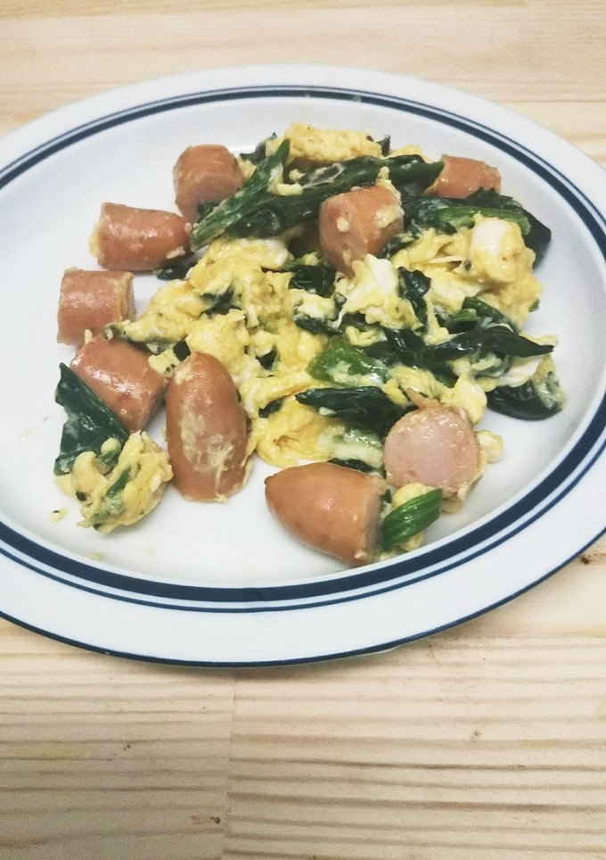 朝食に！ほうれん草とウィンナーの卵炒め-レシピのメイン写真
