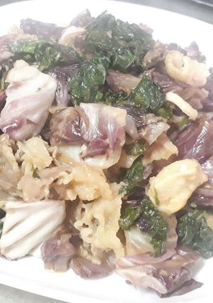 ケールとラディッキオの豚肉炒め-レシピのメイン写真