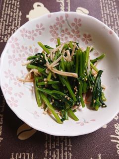 【レンジで簡単】つぼみ菜とエノキのお浸し-レシピのメイン写真