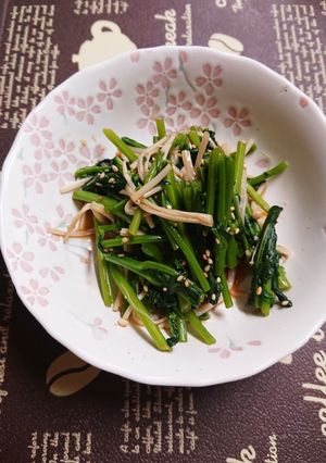 【レンジで簡単】つぼみ菜とエノキのお浸し-レシピのメイン写真