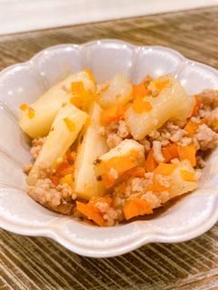 簡単!ホクホク!長芋とひき肉の炒め物!-レシピのメイン写真