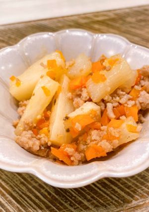 簡単！ホクホク！長芋とひき肉の炒め物！-レシピのメイン写真