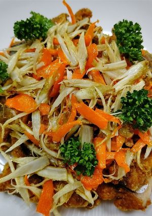 鯖のカレー竜田揚げごぼうのせ-レシピのメイン写真