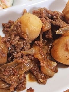 ホットクックで里芋と玉葱の無水そぼろ煮-レシピのメイン写真