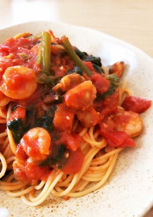 エビとアサリのトマトパスタ-レシピのメイン写真