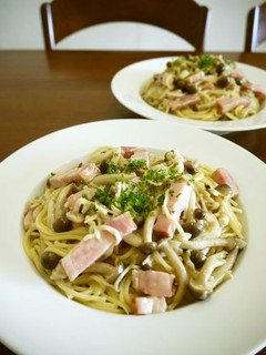 きのことベーコンのクリームソースパスタ♪-レシピのメイン写真