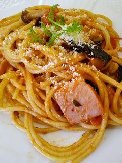 揚げ茄子としめじのトマトソースパスタ-レシピのメイン写真