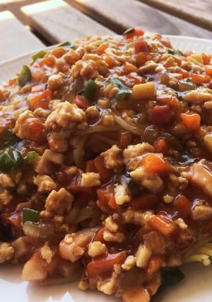 子どもと食べる鶏そぼろジャージャー麺-レシピのメイン写真