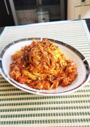 トマトソース☆サバ水煮缶の本格パスタ-レシピのメイン写真