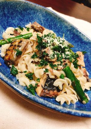 サバ缶とアスパラガスのパスタ♡-レシピのメイン写真