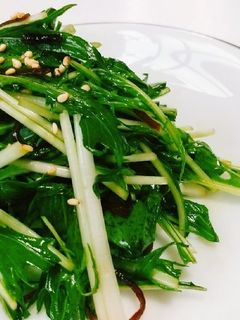 【時短レシピ】水菜と塩昆布のサラダ-レシピのメイン写真