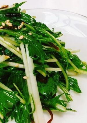【時短レシピ】水菜と塩昆布のサラダ-レシピのメイン写真