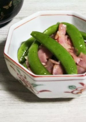 スナップエンドウとベーコン炒め-レシピのメイン写真
