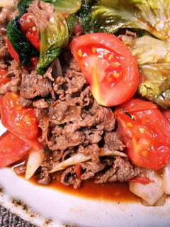 牛肉とトマトとレタスのオイスター炒め-レシピのメイン写真
