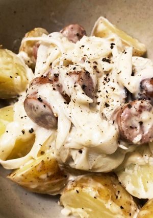新たま新じゃがのいぶりがっこチーズ和え-レシピのメイン写真