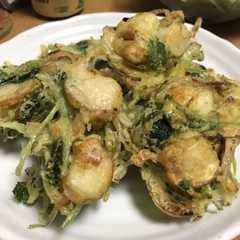 รูปของ 三つ葉と帆立のかき揚げ