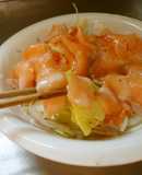 最速の生サーモンのオニオン豆腐サラダ