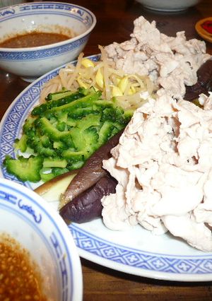 夏野菜♪ごまだれの豚しゃぶ&私の蒸しナス-レシピのメイン写真