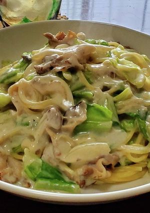 牛乳☆豚バラ&春キャベツのクリームパスタ-レシピのメイン写真
