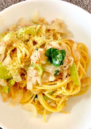 *旬の新玉ねぎと青梗菜で豆乳パスタ*-レシピのメイン写真