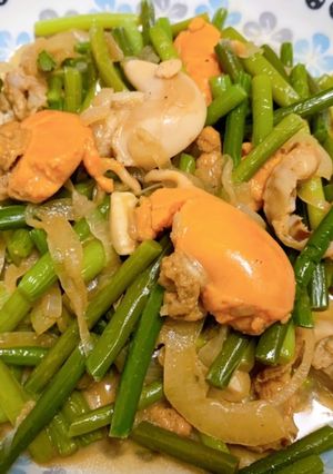 帆立のひもとにんにくの芽のバター醤油炒め-レシピのメイン写真