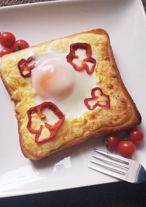 免疫力アップ！目玉焼きパプリカトースト！-レシピのメイン写真