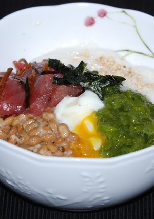 きはだまぐろの生姜こんぶ和えやまかけ丼♪-レシピのメイン写真