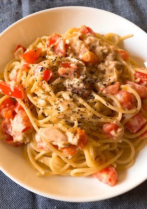 時短。簡単。美味。ツナマヨトマトパスタ-レシピのメイン写真