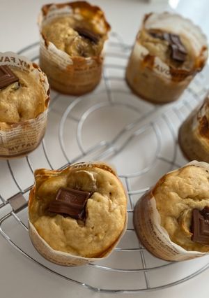 混ぜて焼くだけ！チョコバナナマフィン-レシピのメイン写真