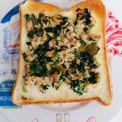 รูปของ 中学生が作ったトースト2 高菜ツナパセリ