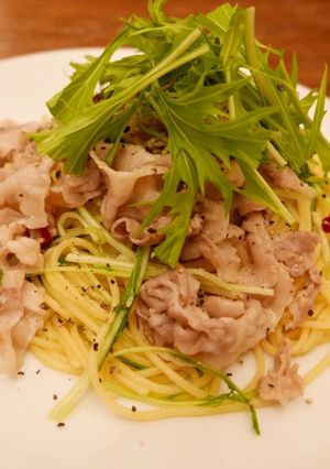豚バラと水菜のパスタ-レシピのメイン写真