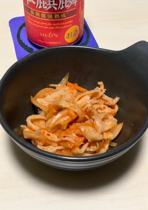 簡単　おつまみ　鶏皮のキムチ和え-レシピのメイン写真