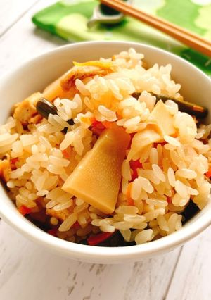 炊飯器で絶品！筍と山菜のおこわ-レシピのメイン写真
